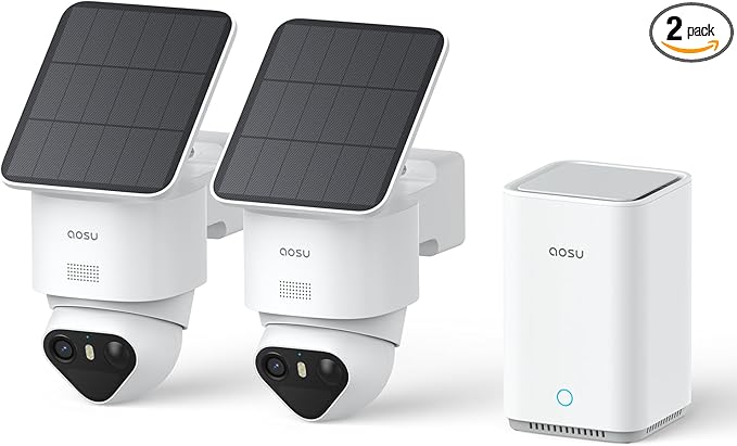 aosu T2 Ultra 4K Security Cameras Wireless Outdoor, 2 Cam Kit, Smart Home Security System with TrueColor Night Vision, AI Recognition & 360° Motion Tracking, Solar Power, Expandable 1TB Local Storage