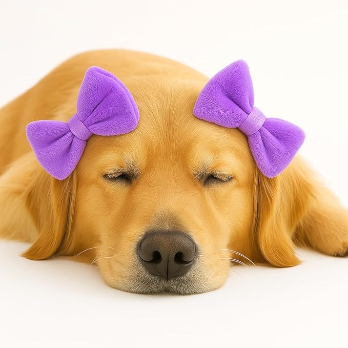 3-Pack Double Bow Dog Headbands – Dog Hairbows with Double Band, Adjustable Pet Hair Accessories for Small & Medium Dogs, Cute Hair Bows for Daily Wear & Special Occasions