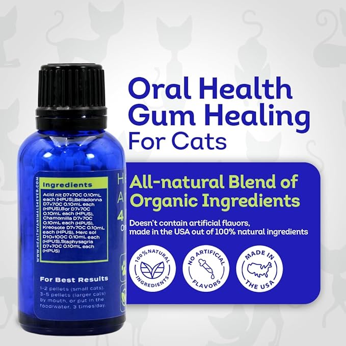 HA4E - Cat Oral Health - Relieves Inflammation, Soothes Pain & Fights Gum Disease - Natural, Non-GMO, Organic, Gluten-Free & Chemical-Free - 300 Tablets