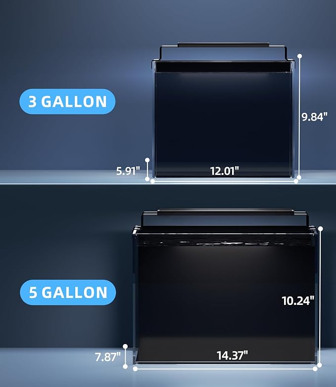 5 Gallon Fish Tank Aquarium Kit with Filter, Heater, LED Light with Timer, Siphon Vacuum Cleaner, Lid, Self-Cleaning Glass Rimless Betta Tank