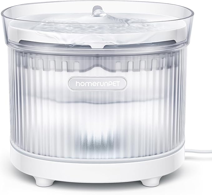 HomeRunPet Wireless Pump Cat Water Fountain - Detachable Design for Easy Cleaning, Multi-Cat Water Dispenser with Chew-Proof Base, Porcelain-Tray