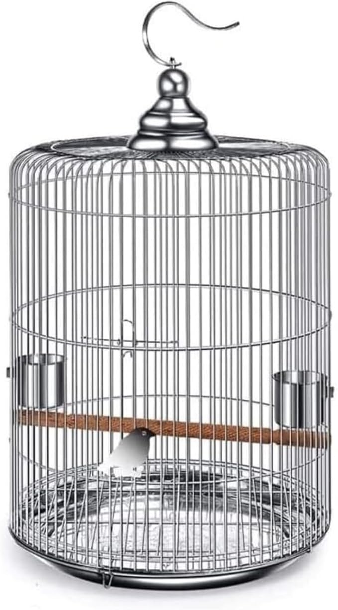Birdcage Indoor Outdoor Bird Cage Metal Round Birdcages Large Hanging Bird Carriers Parrot Flight Cage for Travel Home Flight Cage for Birds(37cm)