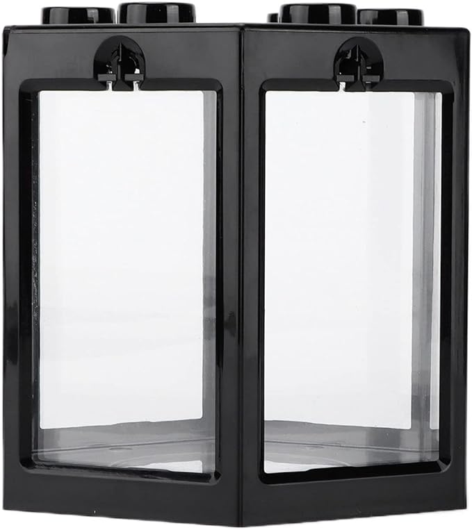 Small Betta Fish Tank Hex Shape Stackable Mini Aquarium Tank Portable Plastic Fish Bowl for Small Fish, Shrimp, Crab, Spide (Black)