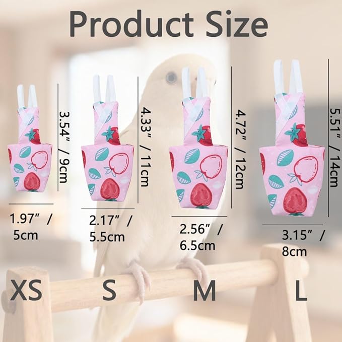 4pcs Bird Diaper Parrot Flight Suit with Waterproof Inner Layer Pigeon Pants Parrot Nappy Reusable Cockatiel Clothes Adjustable for Parakeet Mini Macaw Budgie Canary - color2 M