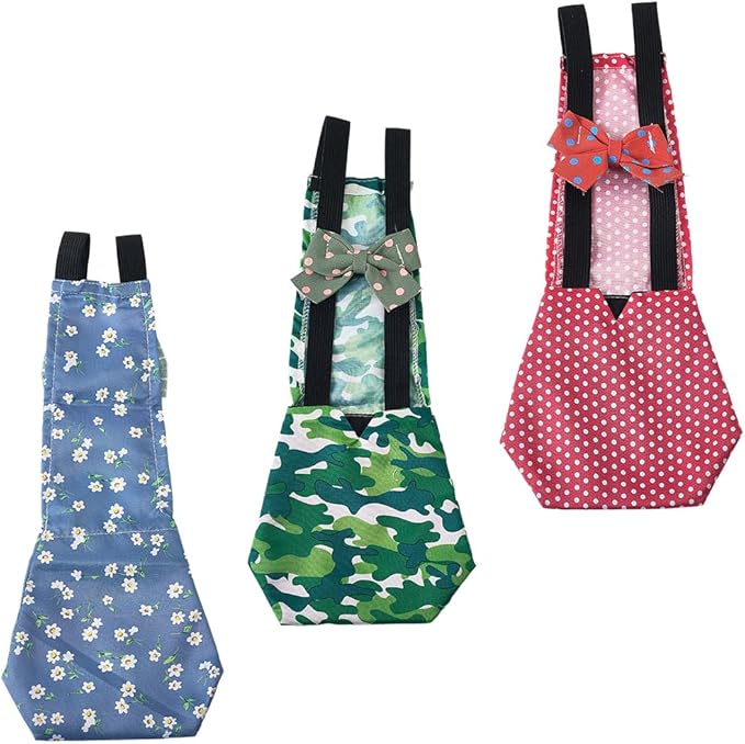 CREATCABIN 3Pcs 3 Styles Pet Chicken Diapers Duckling Diapers Polyester Washable Waterproof Adjustable Reusable Duck Clothes Accessories with Bow Tie for Indoor Chickens Birds Supplies 12.2 x 5 Inch