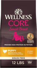 Wellness CORE Small Breed Puppy Dry Dog Food, Grain Free Kibble, Natural, High Protein, Turkey and Salmon Recipe, 12 lb Bag