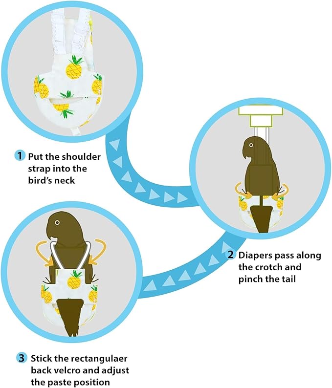 6-Piece Bird Diaper Set for Parrots, Reusable Protective Flight Suits with Waterproof Inner Layer, Washable Urine Wet Suit for Cockatiel, Parakeet, Budgie, and Small Birds(XS)