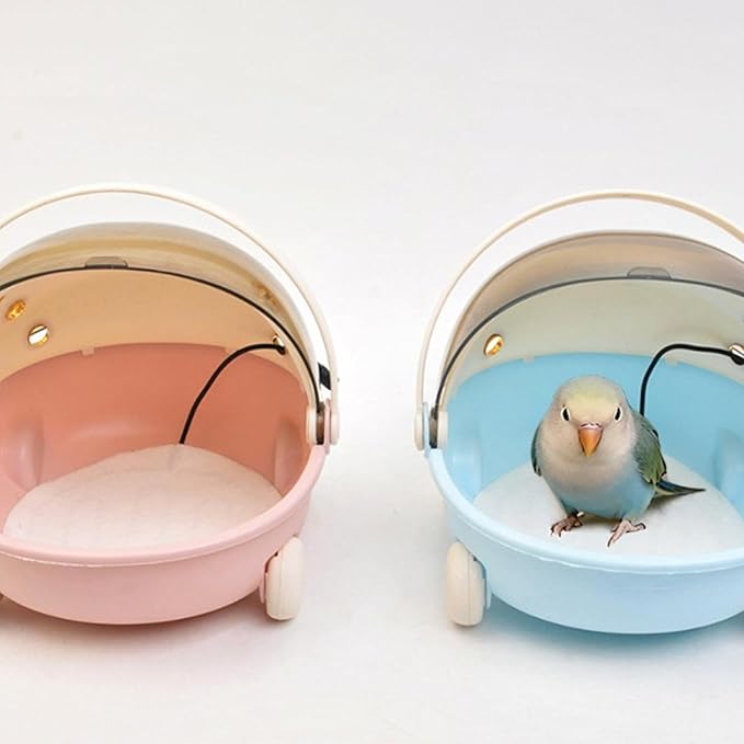 Heated Bird Carrier Bag Parrot Travel Cage Small Pet Accessories Winter Warm Bird Nest House for Finch African Greys Outdoor, Pink