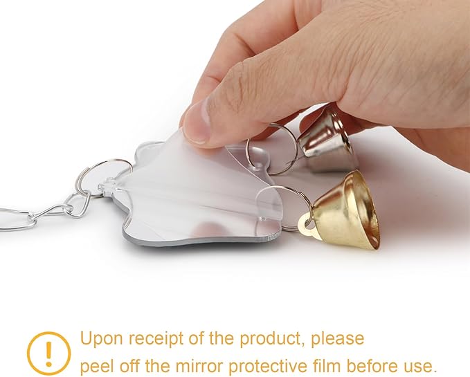 Hypeety Pet Bird Mirror Toy with Bells Hanging Toy for Parakeet Cockatiel Conure Lovebirds Finch Canary Cage Swing Fun Play Toy (Bird Mirror-2 Bells)