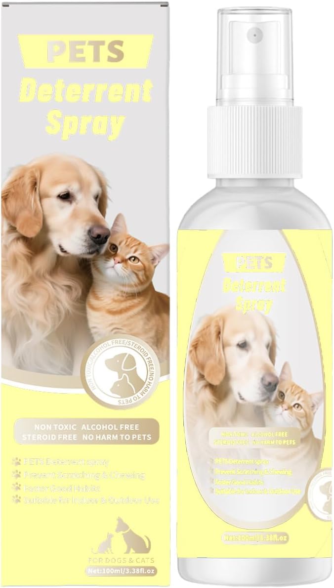 Cat Deterrent Spray, Natural No Scratch Spray for Cats Keep Off Cats and Kittens Scratching Furniture (Light Yellow)