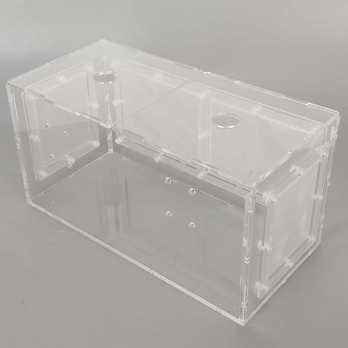Fish Breeding Isolation Box | Transparent Mesh Side Aquarium Incubator | Guard Small Fish/Eggs | Acrylic Lid & Adjustable Hook | for Fish Tank Hatching (23 * 11 * 12CM)
