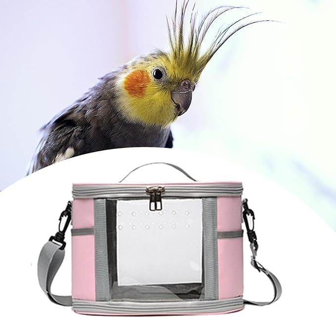Generic Bird Carrier Bag Bird Travel Cage Small Animal Carrier Guinea Pig Carrier for Budgies, Sugar, Glider Small Pets Lovebirds, Pink L
