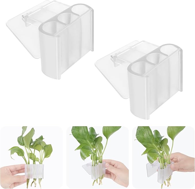 3 Holes Upgraded Aquatic Plant Cup Aquarium Plant Holder for Tank,Aquascape Accessories Decorations- White 2 Pcs