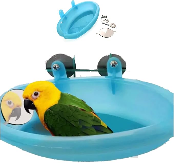 Bird Bathtub with Mirror Portable Bird Bath Bird Bathroom for Pet Parrots Bathing Tub Bath Box Bird Shower Bathtub Bird Cage Accessories (with Single Mirror)