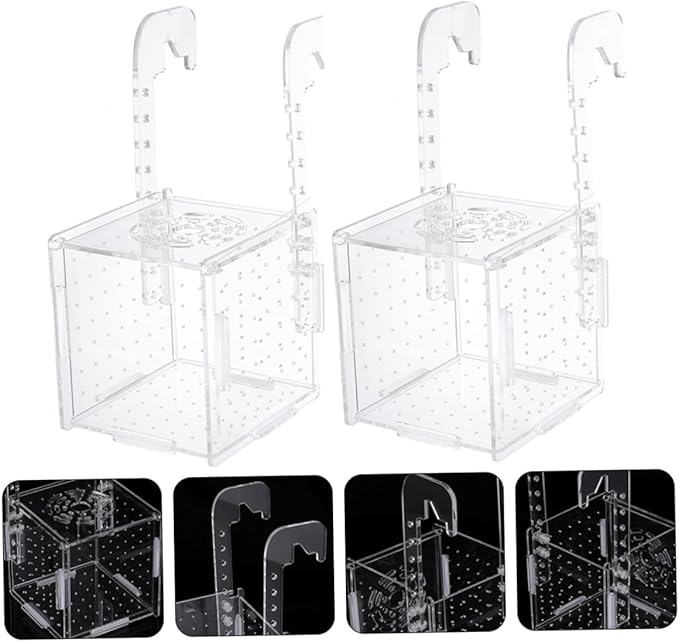 BESPORTBLE 2pcs Fish Tank Breeding Isolation Box Transparent Aquarium Incubator Fish Holder Hook Easy to Clean Safe for Breeding Improves Juvenile Survival Rate