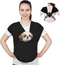 Supet Dog Sling Carrier for Small Pets, Hands Free Cat Sling, Reducing Back Neck Pain Anti-Anxiety Puppy Front, Adjustable Soft Dog Carrying (Black, Regular)