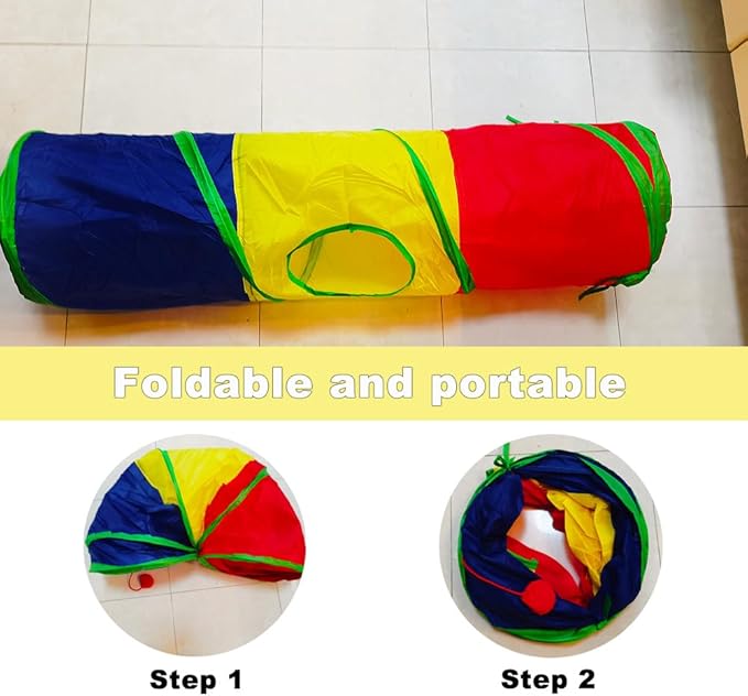 Cat Tunnel Tube Toys，Tunnels for Indoor Cats, Collapsible Interactive Toy with Balls for Rabbits, Kittens, Ferrets, Puppy (2 Way Mushroom)