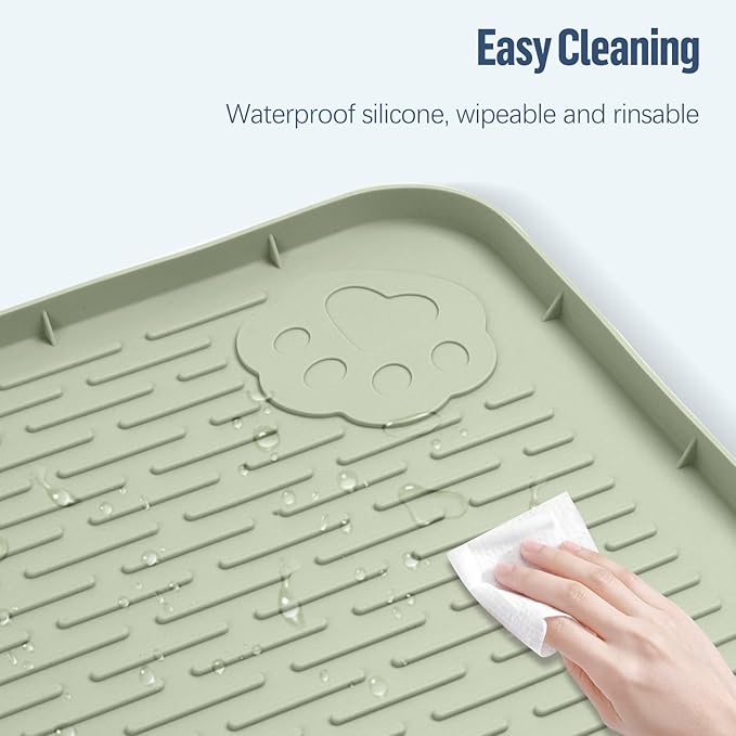 Pee Pad Holder for Dogs, 57" x 40" Silicone Pee Tray Mat Leak-Proof, High Edge, No Spill Pet Pad Holder for Puppy, Cat, Rabbit, Training Pads for Floor Protection, No Pee Pads (Green)