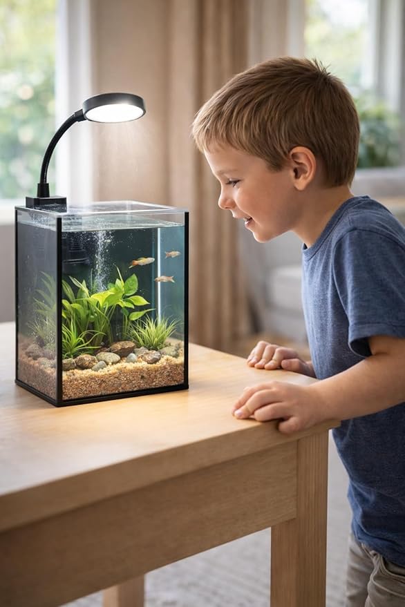 LYPHARD AQUARIUMS Mini Aquarium Set Fish Tank Shrimp Tank Snails Tank Planted Tank 1.2 Gallon Aquarium Kit, Small Desktop Fish Tank for Small Aquatic Pets for Beginner