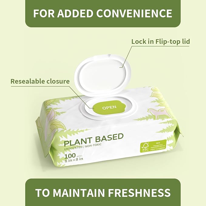 400 Unscented Pet Wipes for Paws and Butt Plant Based Hypoallergenic Pets Cleansing & Deodorizing Anal Gland Hygienic Puppy Wipes for Dogs