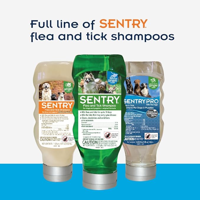 SENTRY PRO Flea and Tick Shampoo for Dogs, Rid Your Dog of Fleas, Ticks and Other Pests, Sunwashed Linen, 18 oz