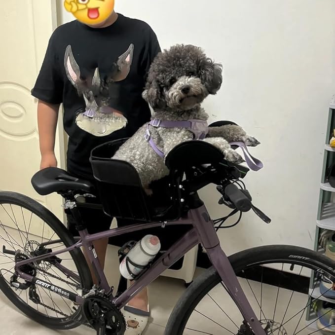 Bicycle Pet Carrier with Quick Release Bracket – Front Dog Basket with Safety Clip, Mesh Ventilation & Cushion