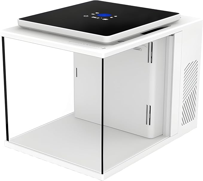 Maxspect Pico Cube Desktop Wi-Fi Enabled 2 Gallon Smart Aquarium Kit - Includes LED Lights, Heater, Filtration & Media - White Finish