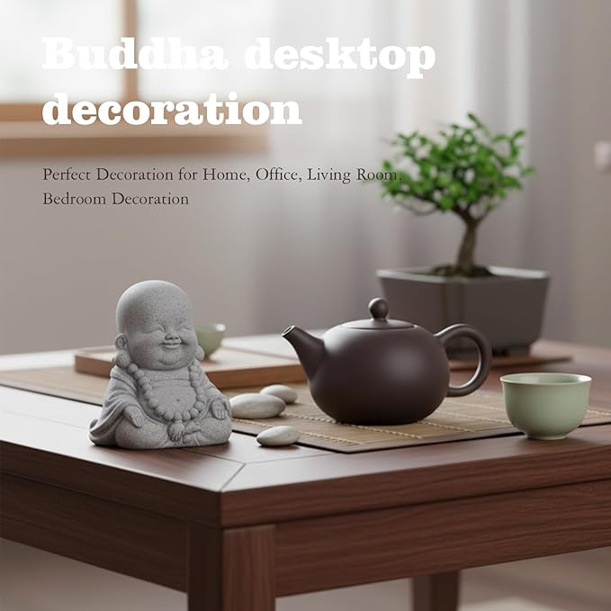 LIYAOLI Aquarium Decor Buddha Statue, Sandstone Sculpture for Fish Tank Decorations and Betta Fish Tank Accessories, Zen Ornament for Good Luck, Home Office Feng Shui Decoration