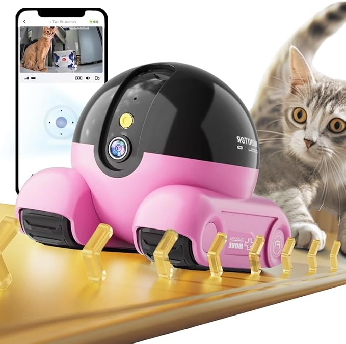 Camera for pet Home Security Camera Wireless Camera for 1080P Video with Self Charging, 2 Way Talk, Wireless APP Remote Control Baby Monitor The Dog Camera(Pinks)