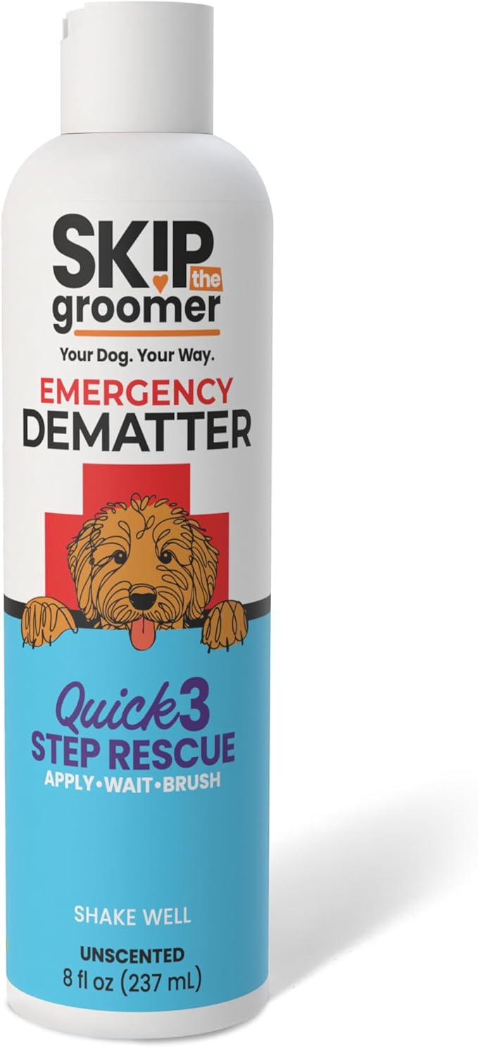 Emergency Dematter for Dogs, Quick Action Dematting Cream Dissolves Severe Mats & Knots, Reduces Pain & Breakage, Plant-Based Vegan Formula for All Coat Types, 8 oz