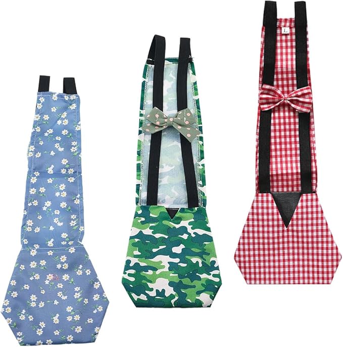 CREATCABIN 3Pcs 3 Styles Indoor Chicken Diaper Pet Duck Diapers Polyester Washable Waterproof Adjustable Reusable Ducking Clothes with Bow Tie for Real Chickens Birds Accessories 15.35 x 5.9 Inch
