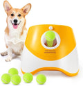 Automatic Dog Ball Launcher, Balls Thower with 6 Mini Tennis Balls, Interactive Dog Toys Indoor Outdoor Ball Thrower Machine for Small Dogs with 3 Distance Settings (Orange)