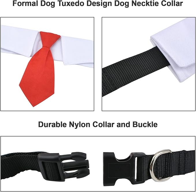 Funny Blonde Dog Wigs and pet Collar with red tie Set Large Dog Costume for Halloween Cat and Small Animal Costume