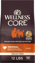 Wellness CORE Adult Dry Dog Food, Grain Free Kibble, Natural, High Protein, Turkey and Chicken Recipe, 12 lb Bag