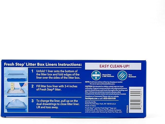Fresh Step Jumbo Drawstring Cat Litter Box Liners, Scented Heavy Duty Kitty Litter Bags for X-Large Oval or Rectangle Pans, Helps Contain Mess for Easy Lift Out Cleanup, 36 x 19 in, 7 Count - 36 Pack