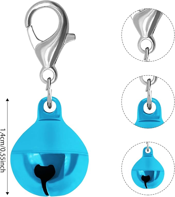 BLMHTWO 8PCS Dog Collar Bells, 1.38inch Bells Charm, Colorful Pet Collar Bells Kitty & Puppy Loud Bell Pendant with Clasps for Dog & Cat Collar DIY Craft Decoration(Multi Color) Small