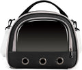 Parrot Carrier Travel Bird Carrier 12 * 8 * 10in Panoramic View with Plush Mat Metal Tray Grid Foot Pad for Parrot Hamster Hedgehog Rabbit Sugar Glider (Black)