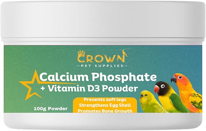 Avian Bone Boost – Calcium & Vitamin D3 Powder Supplement | Strong Eggshells & Healthy Bones | Ideal for Parrots, Parakeets, Cockatiels & All Cage Birds – Safe for All Birds