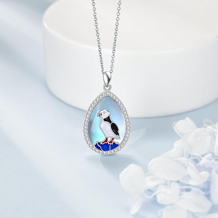 KZX Cat/Dog/Phoenix/Eagle/Whale/Shark/Puffin/Starfish/Chicken/Butterfly/Owl/Bee/Frog/Seahorse Necklace Sterling Silver Animal Pendant Jewelry Gift for Women