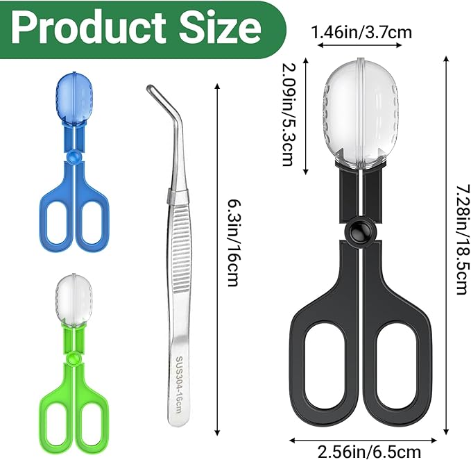 Reptile Feeding Clamp, 4 PCS Reptile Feeding Tongs Plastic Reptiles Poop Scoop for Gecko Turtle Lizard Frog Snake and Other Small Animals