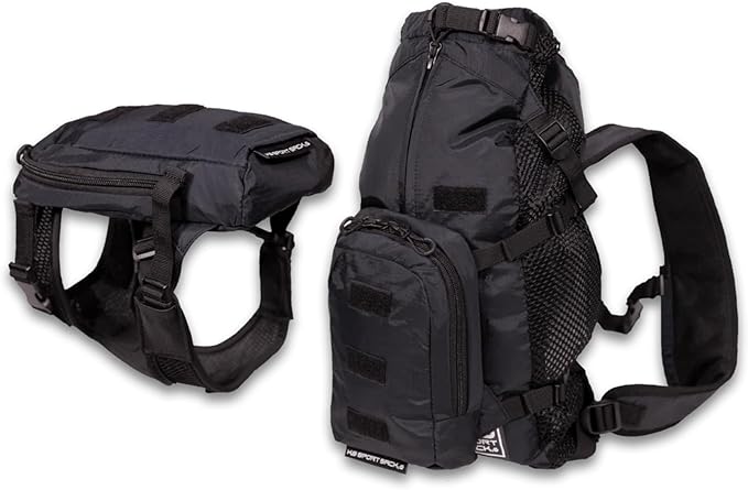 K9 Sport Sack Walk-On - Small, Anthracite Black - Ideal for Dogs with 13-16” Back Length - Lightweight, Packable, Backpack-Style Carrier - Includes Compatible Harness & Storage Bag