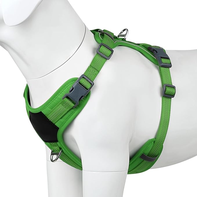 Plutus Pet No Pull Dog Harness, Release at Neck, Soft Padded, Reflective Adjustable Dog Vest Harness for Small, Medium, Large Dogs(Green, XL)