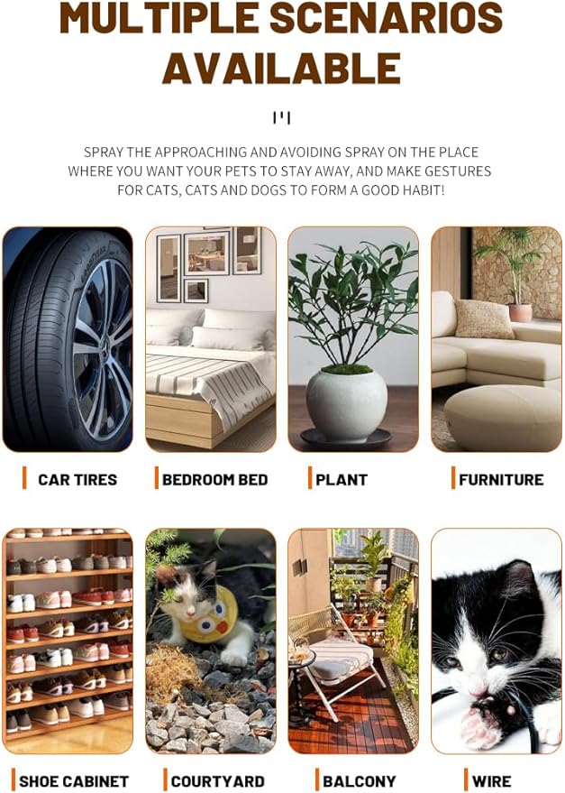 Cat Deterrent Spray Natural Safe Deterrent Spray Protect Furniture Sofas, Rugs, Restricted Areas-for Behavior Effective Deterrent for Urine Marking & Scratching