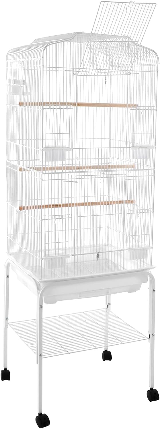 54 inch Large Parrot Bird Cage, Medium Small Bird Cage with Detachable Rolling Stand, Durable Wrought Iron Parakeet Cages for Parakeets Finches Canaries Lovebirds Cockatiels Budgies