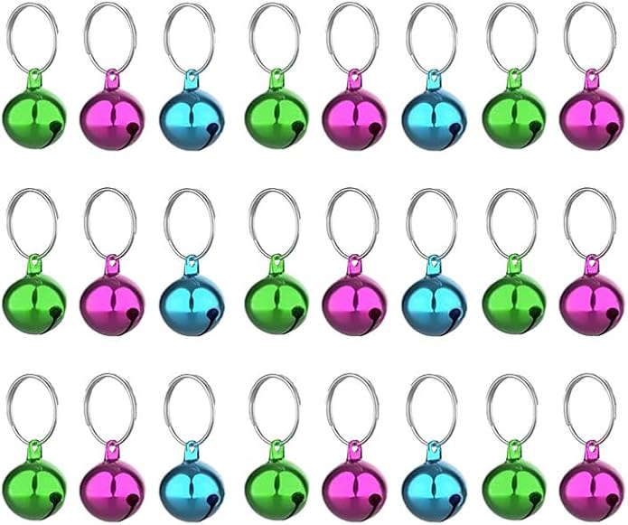 SKYPIA Round Dog Bells Dog Charm Bells Pet Pendant, 3 PCS Anti-Lost Training Bells for Collars, Suitable for Pet Pendant Accessories,1/2-Inch, Random