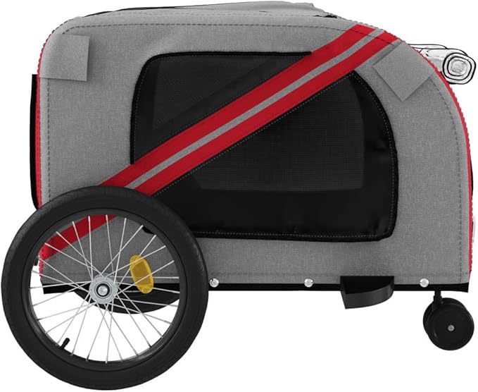 Pet Bike Trailer for Small Dogs, Durable Oxford Fabric with Weatherproof & Scratch-Resistant Design, Zippered Doors and Mesh Windows for Safe Outdoor Rides