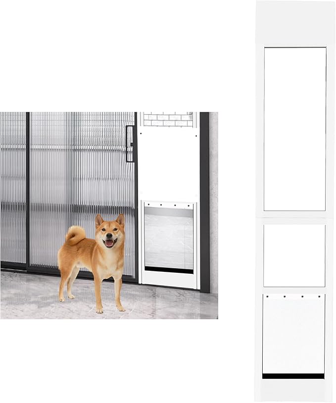 Large Dog Door for Sliding Glass Door,Adjustable 75.9"-81.1" Slider Height,Easy Installation,All-Metal Framed,Aluminum Alloy Thickness 1.2 Millimeters.