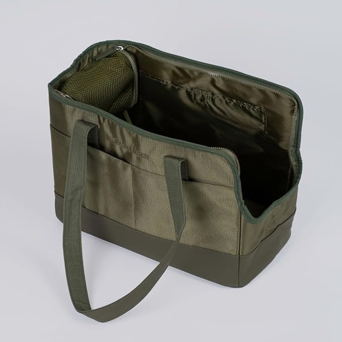 OSKAR&FRIENDS Pet Carrier Tote for Small Dogs & Cats – Vegan Leather Dog Purse with Breathable Mesh, Sherpa Bed & Safety Tether – Fits Pets Up to 20 lbs