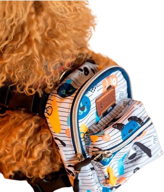 Pawlook Dog Backpack Harness – Street Smart | Waterproof, Adjustable, Breathable – Leash Attachment D-Rings, Poop Bag Pocket – Small & Medium Dogs – 8 Styles Woof S