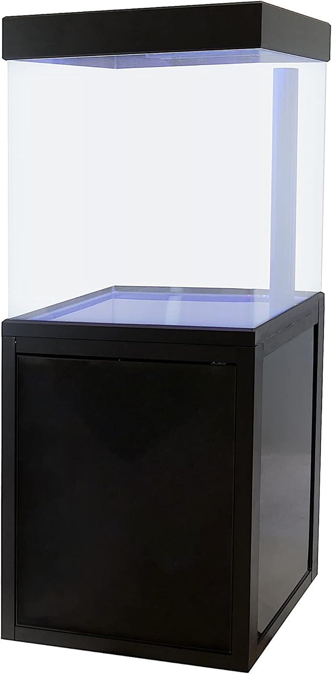 40 Gallon Glass Aquarium with Aluminum Cabinet - Including Sump for Filtration and Circulation, Plumbing, LED, Black